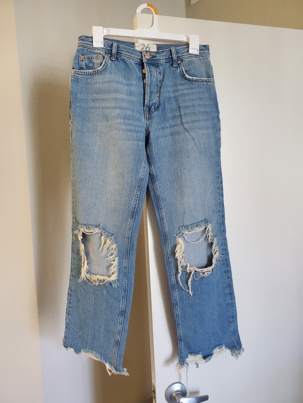 Preloved Free People Distressed Crop Jeans Size 26